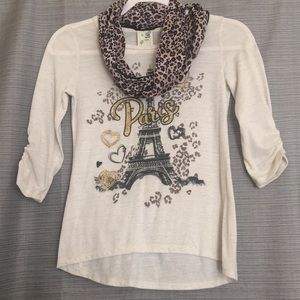 Paris shirt with a Built In scarf & Cheetah print
